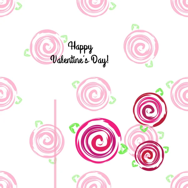 Saint Valentin Rose Fleur Carte Voeux Fond Vectoriel — Image vectorielle