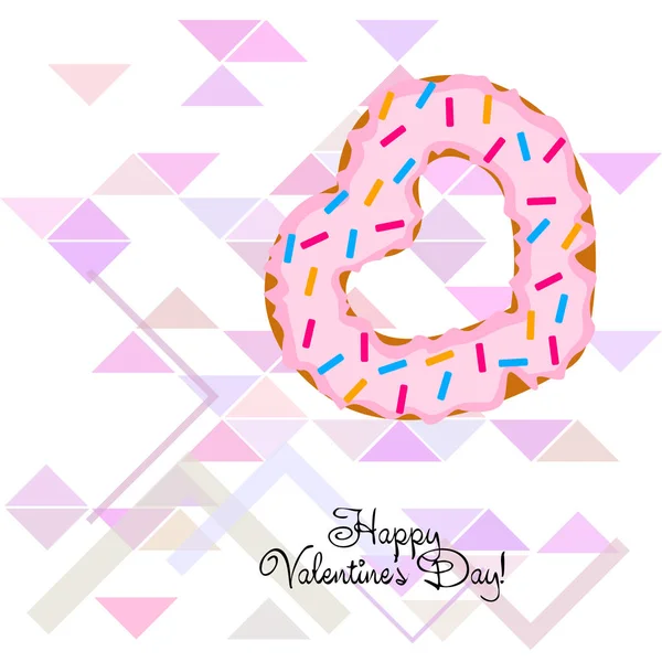 Valentine Day Heart Donut Greeting Card Vector Background — Stock Vector