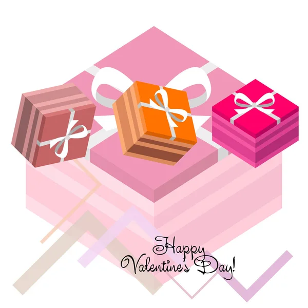 Día San Valentín Regalo Tarjeta Felicitación Vector Fondo — Vector de stock