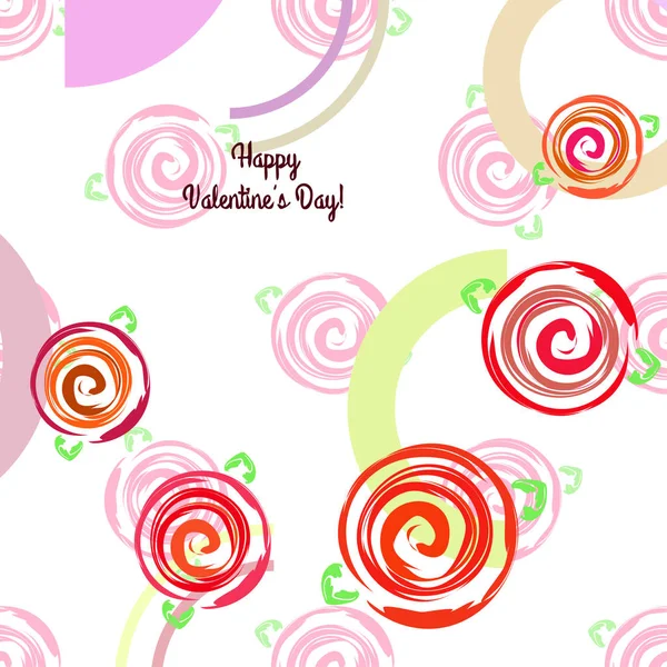 Saint Valentin Rose Fleur Carte Voeux Fond Vectoriel — Image vectorielle