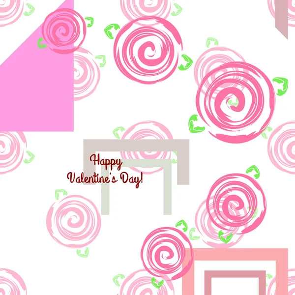 Valentine Day Rose Flower Greeting Card Vector Background — Stock Vector