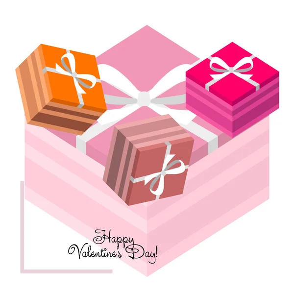 Día San Valentín Regalo Tarjeta Felicitación Vector Fondo — Vector de stock