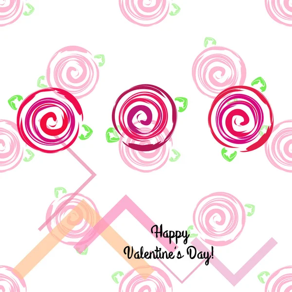 San Valentín Rosa Flor Tarjeta Felicitación Vector Fondo — Archivo Imágenes Vectoriales