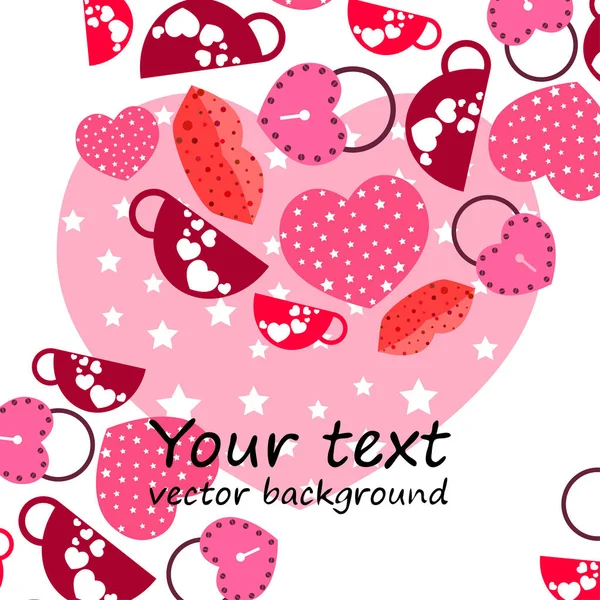 Valentine Day Mug Lock Lips Heart Vector Background — Stock Vector