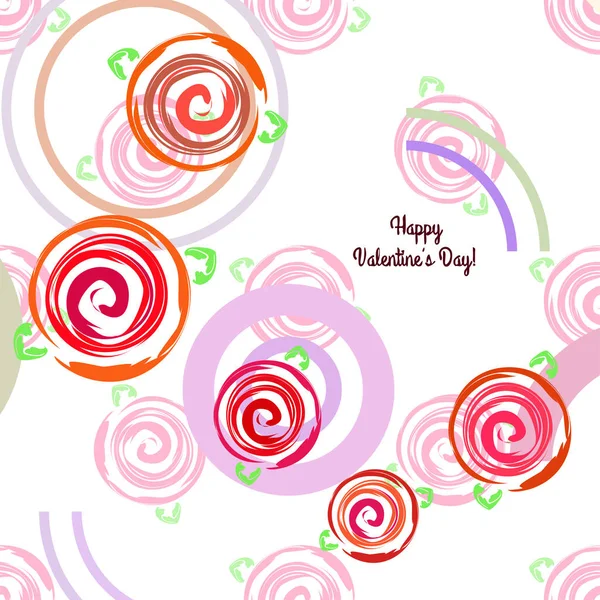 Valentine Day Rose Flower Greeting Card Vector Background — Stock Vector