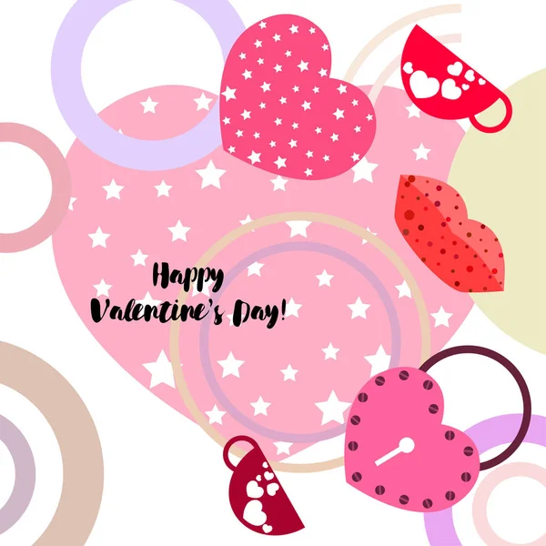 Valentine Day Mug Lock Lips Heart Vector Background — Stock Vector