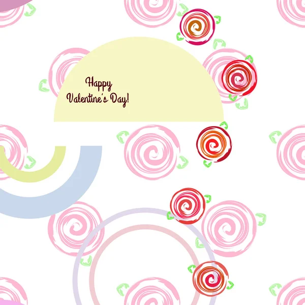 San Valentín Rosa Flor Tarjeta Felicitación Vector Fondo — Vector de stock