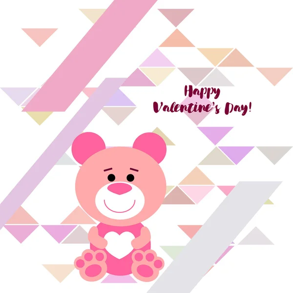 День Святого Валентина Плюшевий Ведмідь Поздоровлення Векторні Фону — стоковий вектор