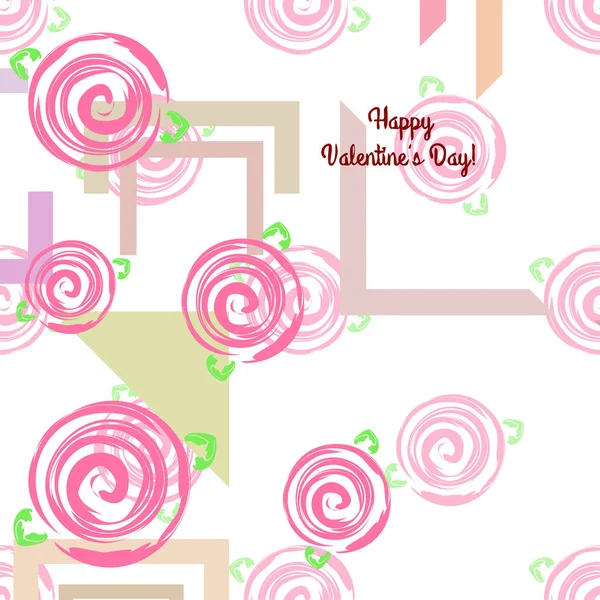 San Valentín Rosa Flor Tarjeta Felicitación Vector Fondo — Archivo Imágenes Vectoriales