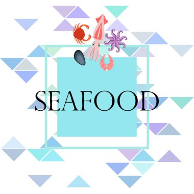 Deniz ürünleri arka plan kopya alanı ile. Vektör çizim 