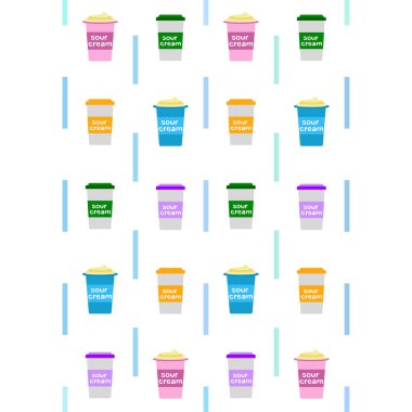 Ekşi krema. Süt ürünlerinin vektör illüstrasyonu.