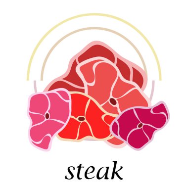 Arka plan, taze biftek. Vektör çizim 