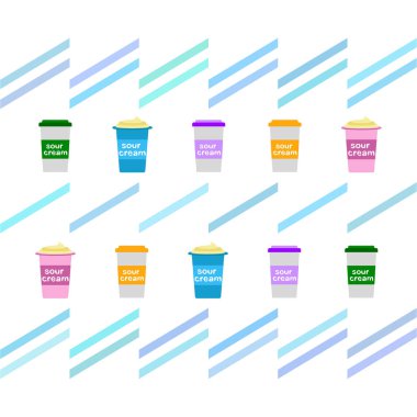 Ekşi krema. Süt ürünlerinin vektör illüstrasyonu.