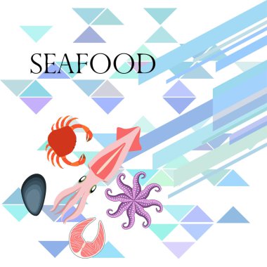 Deniz ürünleri arka plan kopya alanı ile. Vektör çizim 