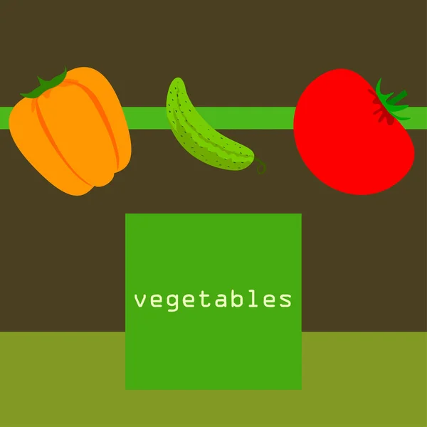 Tomate Pimenta Pepino Ilustração Vetorial — Vetor de Stock
