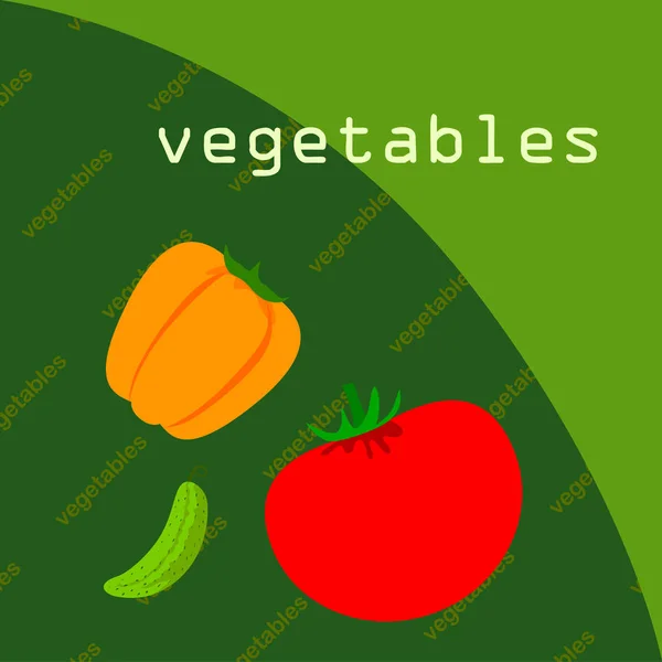 Tomate Pimienta Pepino Ilustración Vectorial — Vector de stock