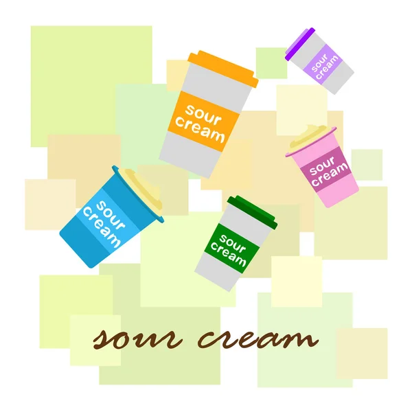 Sour cream. Vector illustration of dairy product. — Stock Vector