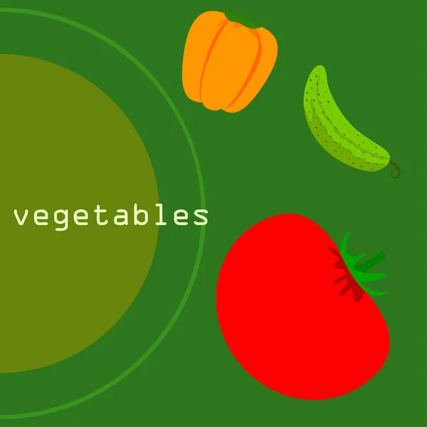 Tomate Pimenta Pepino Ilustração Vetorial — Vetor de Stock