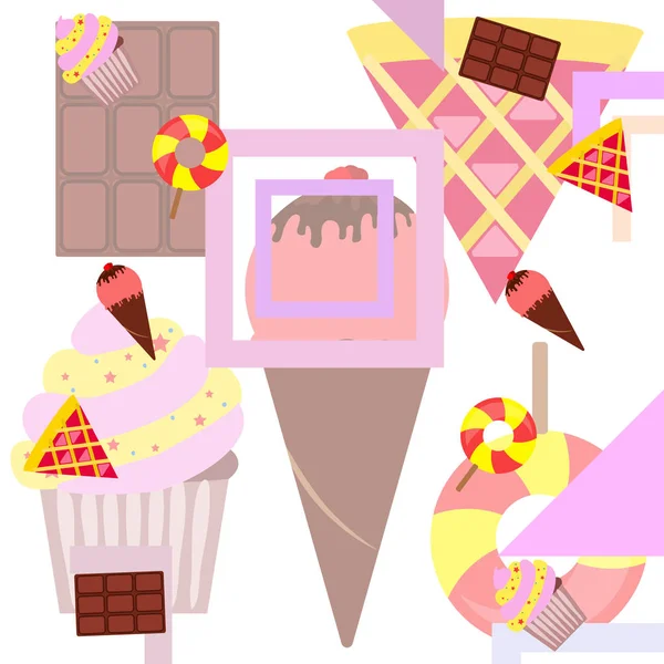 Cioccolato, caramelle, torta, torta, gelato, dolce, astratto vettoriale illustrazione . — Vettoriale Stock