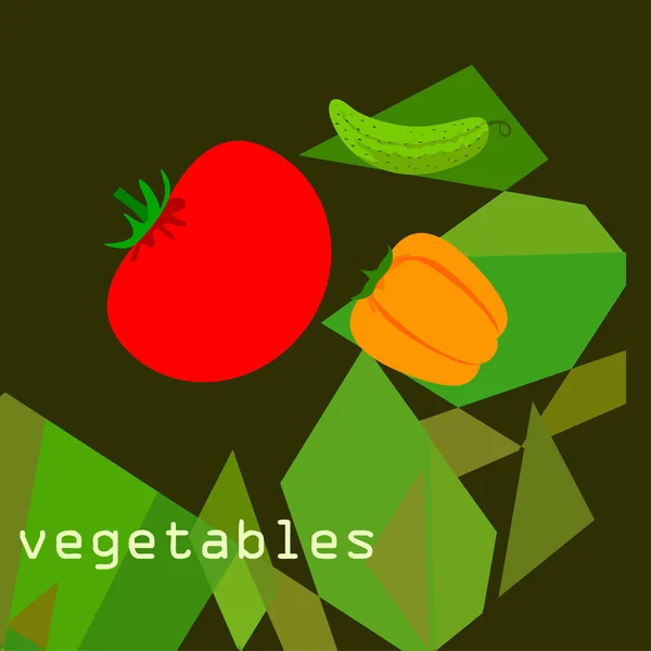 Tomate Pimienta Pepino Ilustración Vectorial — Archivo Imágenes Vectoriales