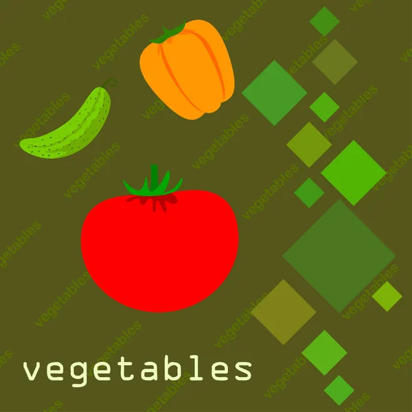 Tomate Poivre Concombre Illustration Vectorielle — Image vectorielle