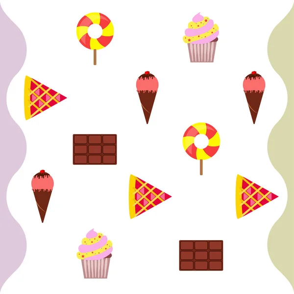 Chocolate, caramelo, pastel, pastel, helado, dulce, vector abstracto ilustración . — Archivo Imágenes Vectoriales
