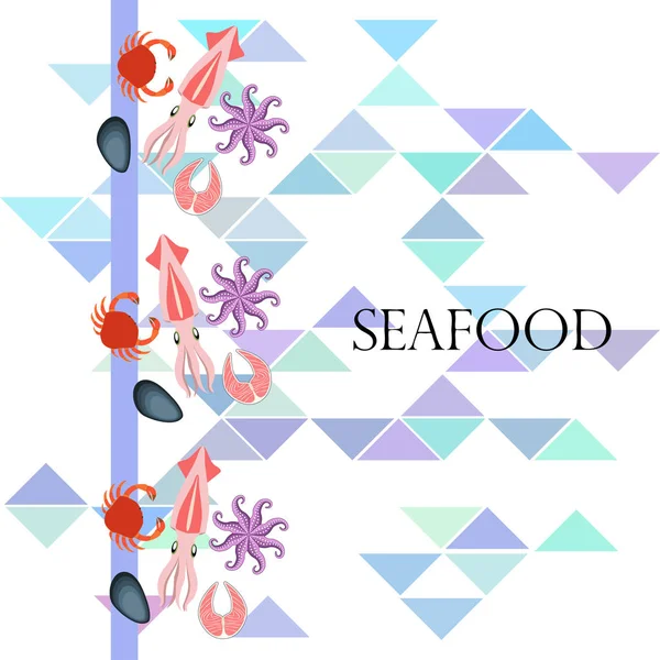 Seafood Background Copy Space Vector Illustration — Stock Vector
