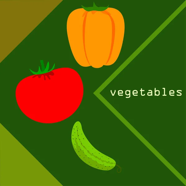 Tomate Paprika Gurke Vektorillustration — Stockvektor