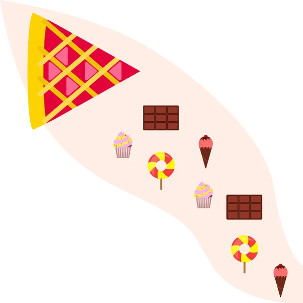 Chocolat, bonbons, gâteau, tarte, crème glacée, sucré, illustration vectorielle abstraite . — Image vectorielle