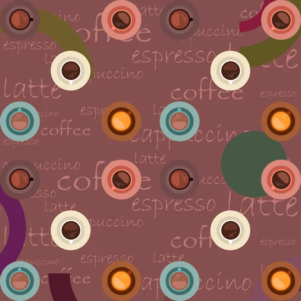 咖啡主题的矢量背景。一杯新鲜咖啡，咖啡研磨机，法国酿酒出版社. — 图库矢量图片