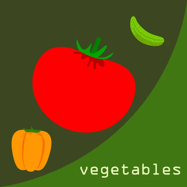 Tomate Pimenta Pepino Ilustração Vetorial —  Vetores de Stock