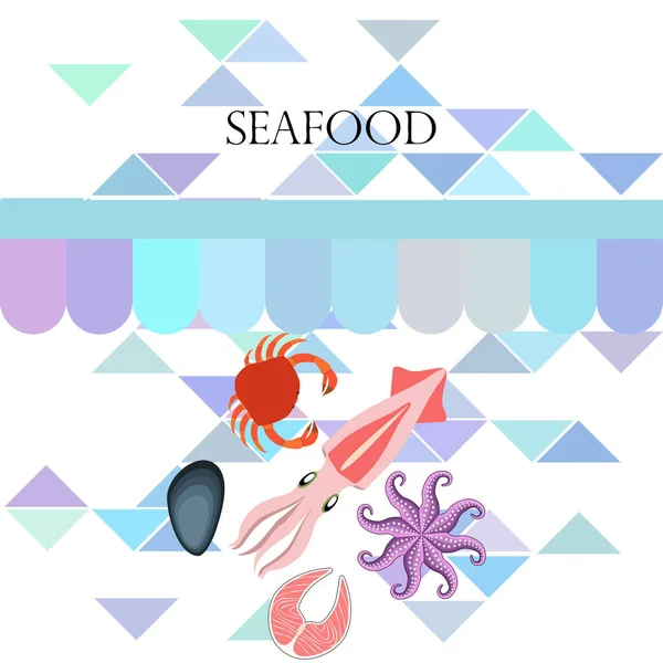 Seafood Background Copy Space Vector Illustration — Stock Vector