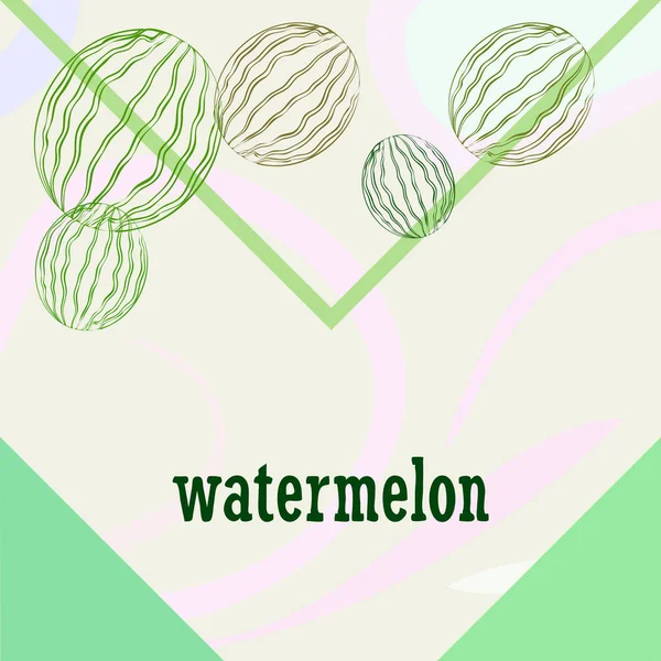 Wassermelonen Hintergrund Karte Vektorillustration — Stockvektor