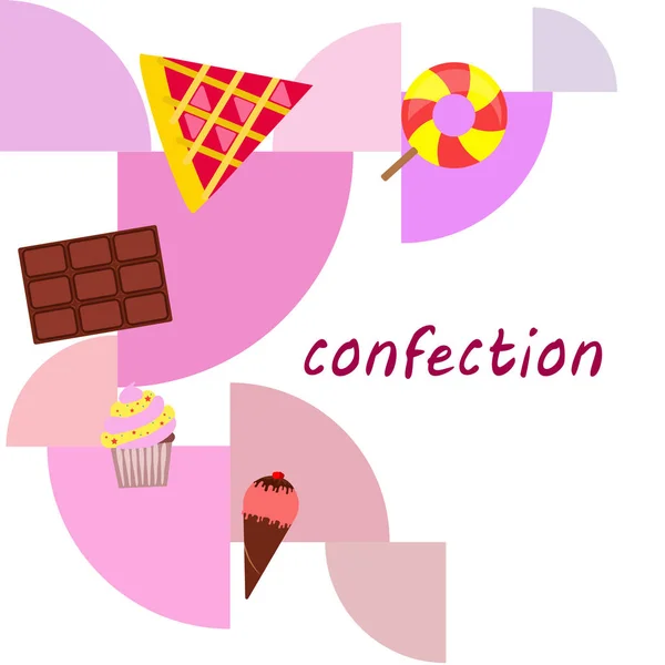 Chocolate, doces, bolo, torta, sorvete, doce, ilustração vetorial abstrata . —  Vetores de Stock