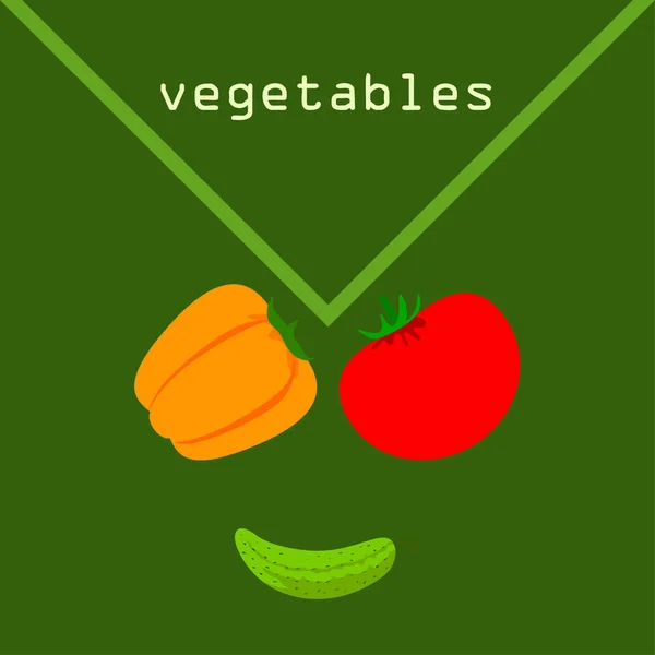 Tomate Poivre Concombre Illustration Vectorielle — Image vectorielle