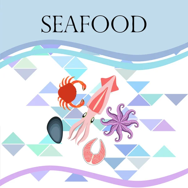 Stock vector seafood background with copy space. Vector illustration 