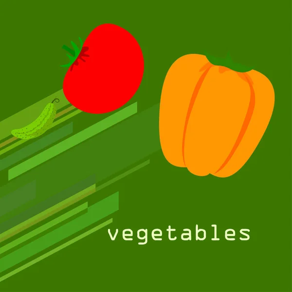 Tomate Poivre Concombre Illustration Vectorielle — Image vectorielle