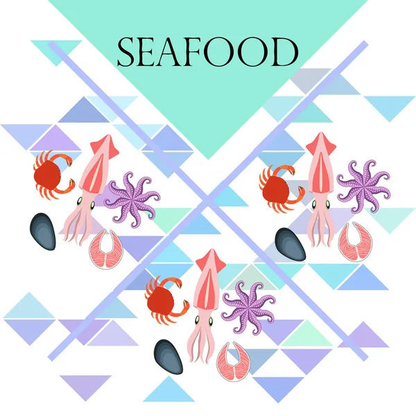 Fondo Mariscos Con Espacio Copia Ilustración Vectorial — Vector de stock