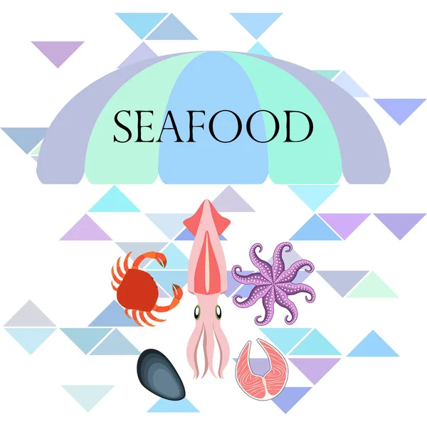 Seafood Background Copy Space Vector Illustration — Stock Vector