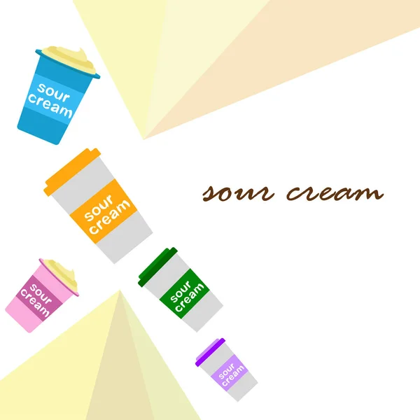 Sour cream. Vector illustration of dairy product. — Stock Vector