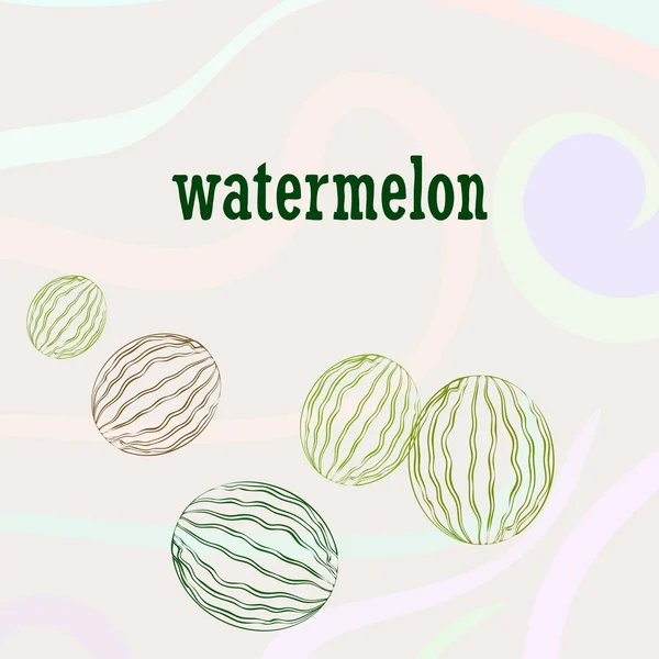 Wassermelonen Hintergrund Karte Vektorillustration — Stockvektor