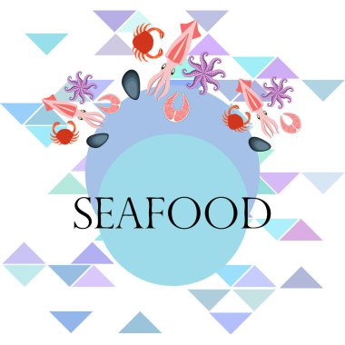 Deniz ürünleri arka plan kopya alanı ile. Vektör çizim 