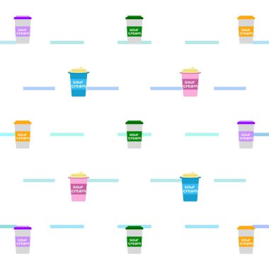 Ekşi krema. Süt ürünlerinin vektör illüstrasyonu.