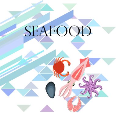 Deniz ürünleri arka plan kopya alanı ile. Vektör çizim 