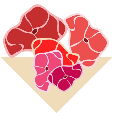 Arka plan, taze biftek. Vektör çizim 