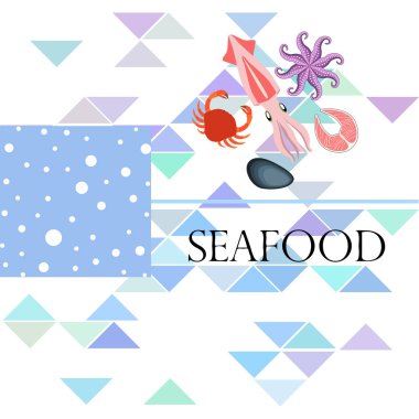 Deniz ürünleri arka plan kopya alanı ile. Vektör çizim 