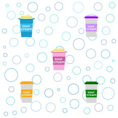 Ekşi krema. Süt ürünlerinin vektör illüstrasyonu.