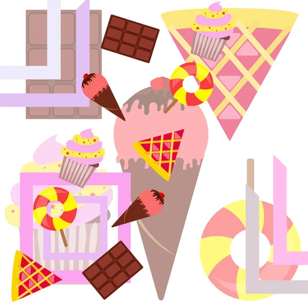 Cioccolato, caramelle, torta, torta, gelato, dolce, astratto vettoriale illustrazione . — Vettoriale Stock