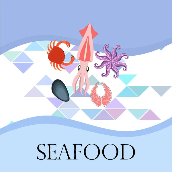 Fondo Mariscos Con Espacio Copia Ilustración Vectorial — Archivo Imágenes Vectoriales