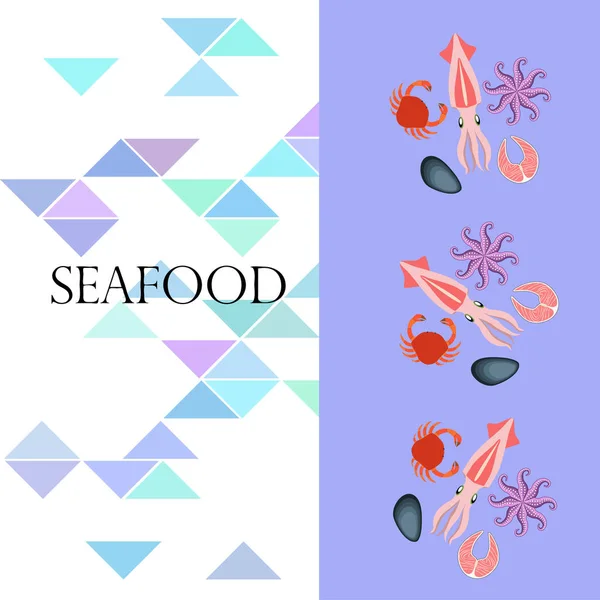 Seafood Background Copy Space Vector Illustration — Stock Vector